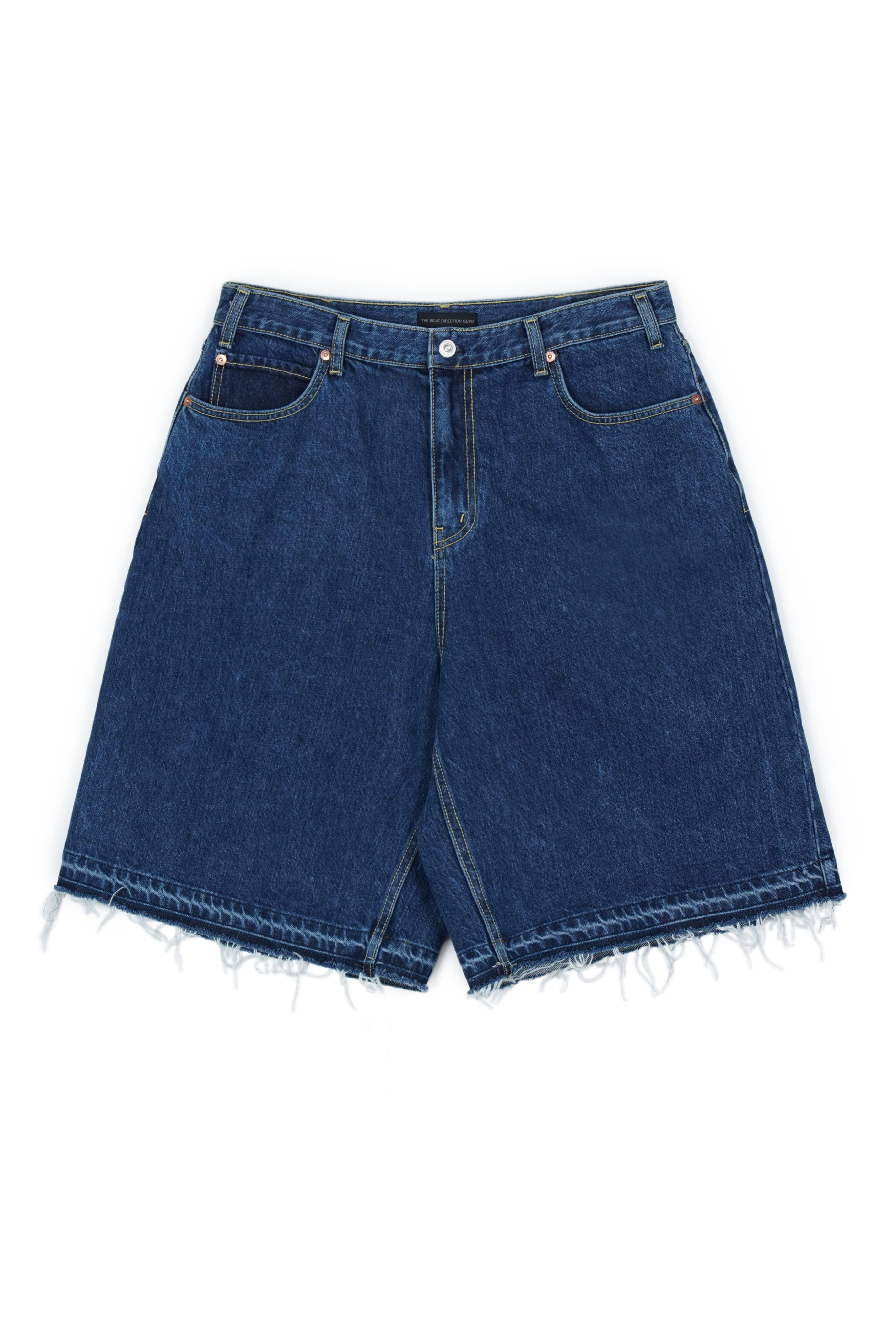 Washed denim shorts/Dark-blue
